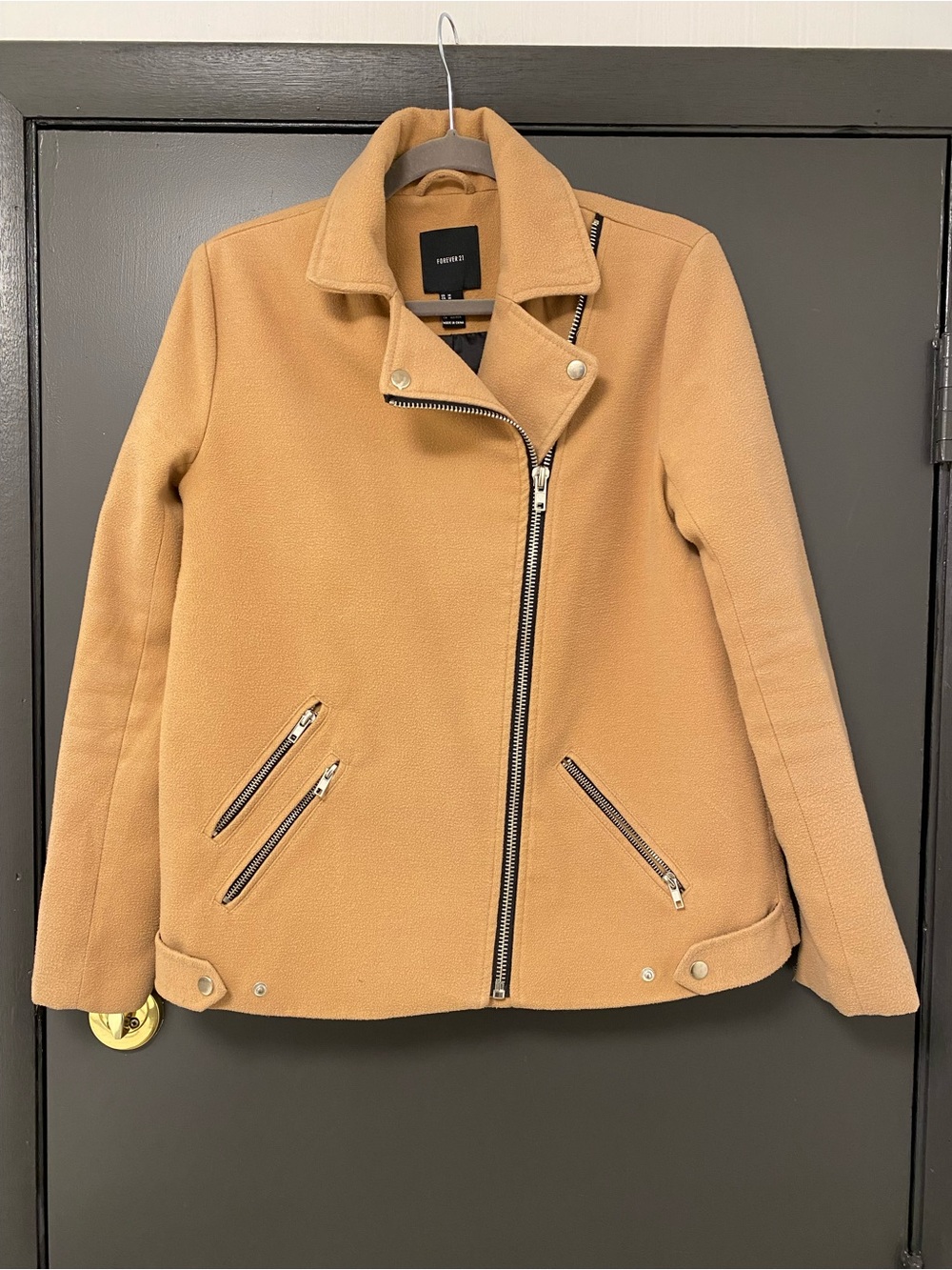 Forever 21 Camel Asymmetrical Moto Jacket